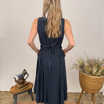 Elizabeth Linen Striped Midi Dress - PAPER DOLL
