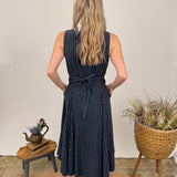 Elizabeth Linen Striped Midi Dress - PAPER DOLL