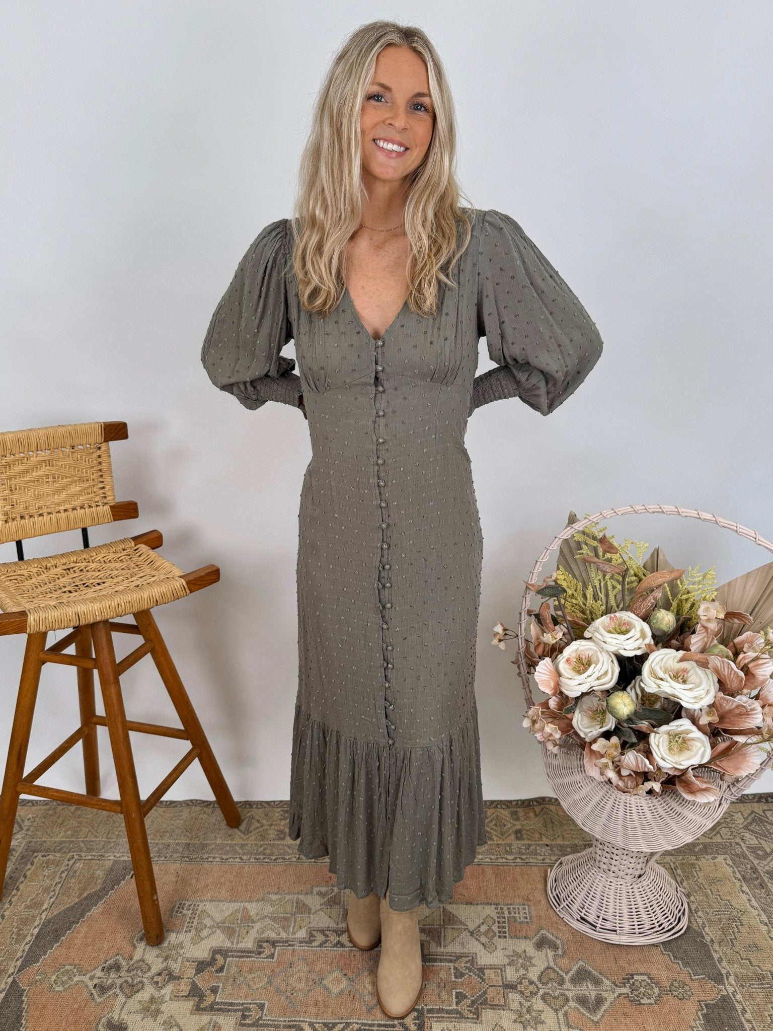 Jasmine Swiss Dot Maxi Dress - PAPER DOLL