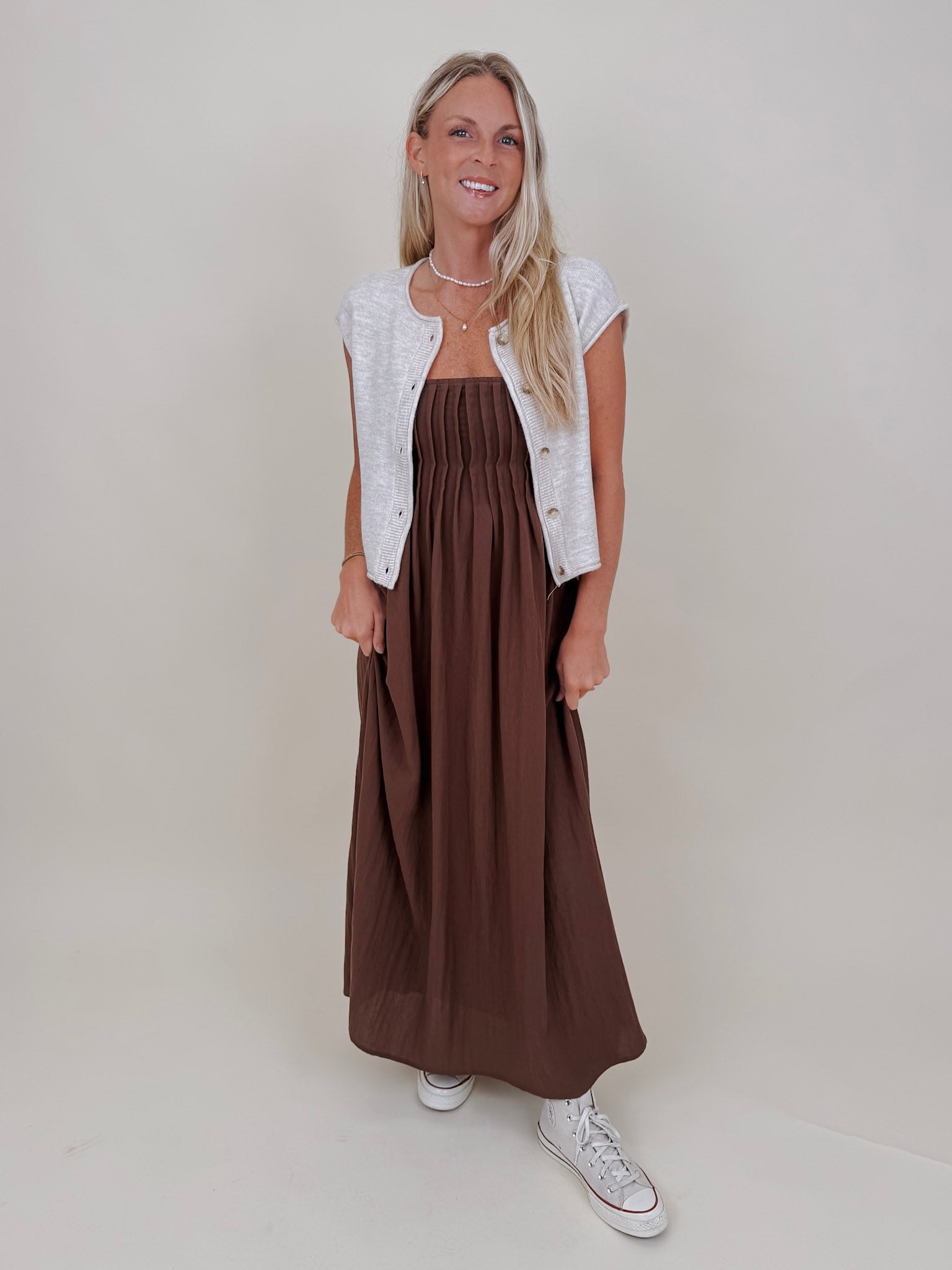 Liv Pintuck Midi Dress - PAPER DOLL