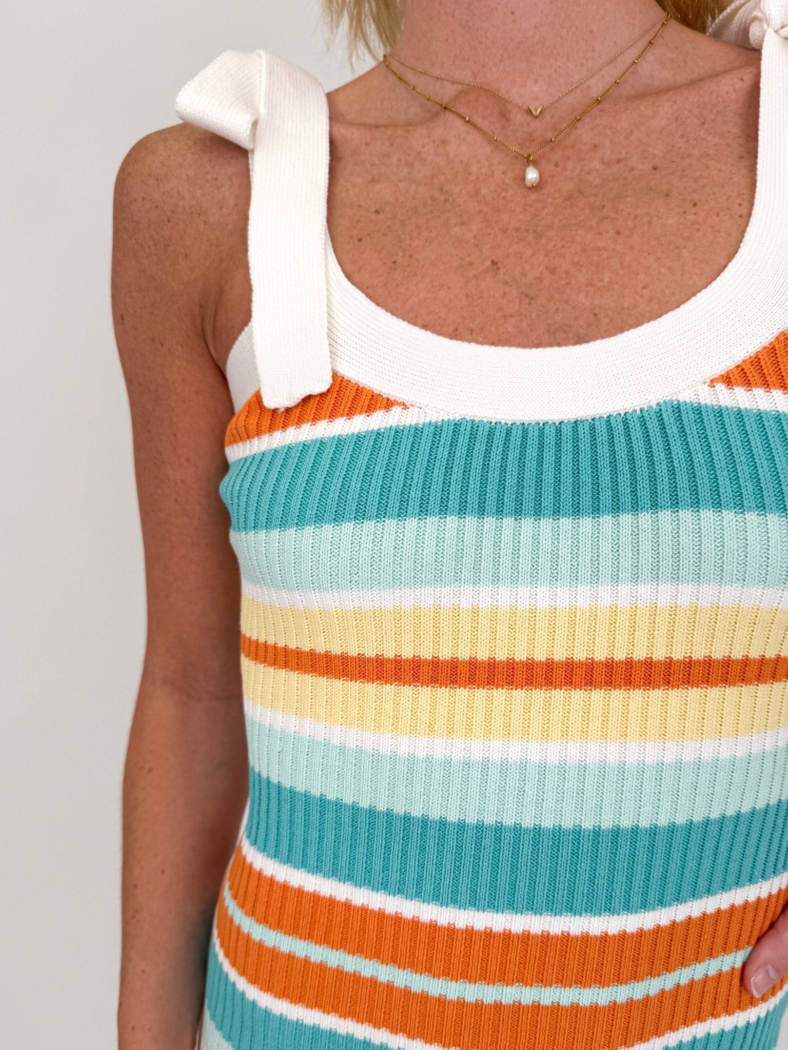 Beach Sunsets Striped Midi Dress - PAPER DOLL