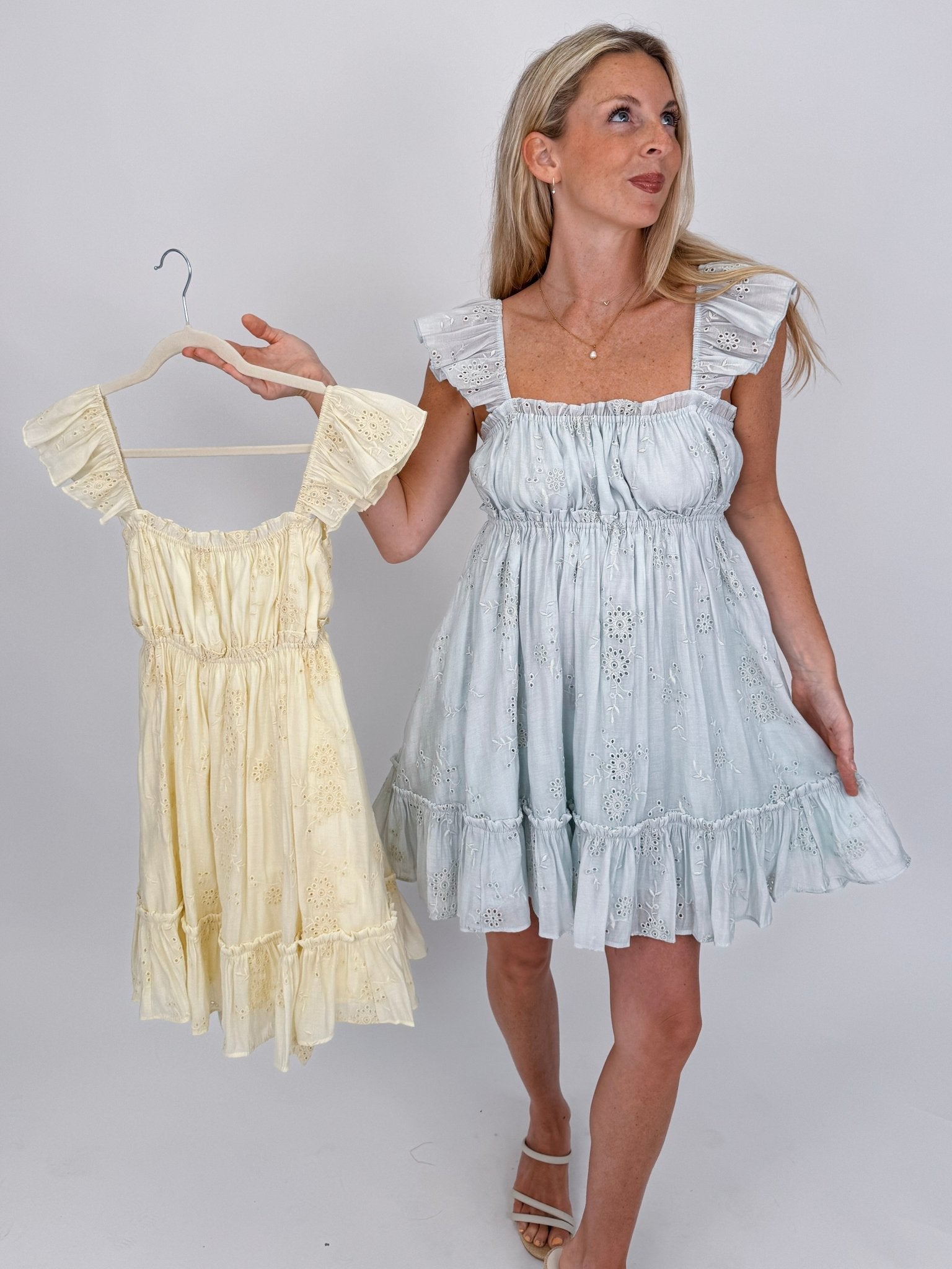 Ella Eyelet Babydoll Mini Dress - PAPER DOLL
