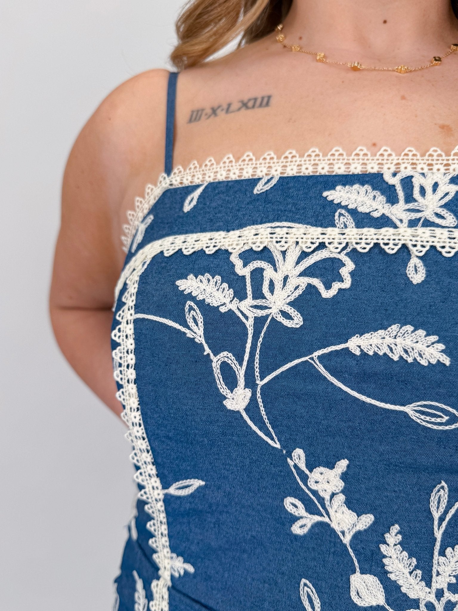 Summer Embroidery Detail Midi Dress - PAPER DOLL