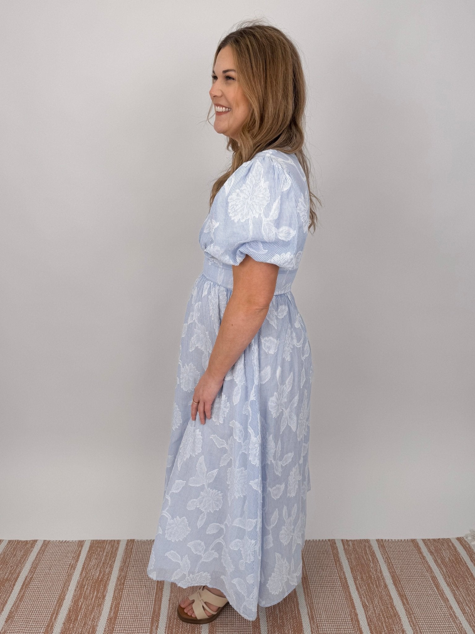 Dianna Floral & Striped Midi Dress - PAPER DOLL