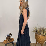 Elizabeth Linen Striped Midi Dress - PAPER DOLL
