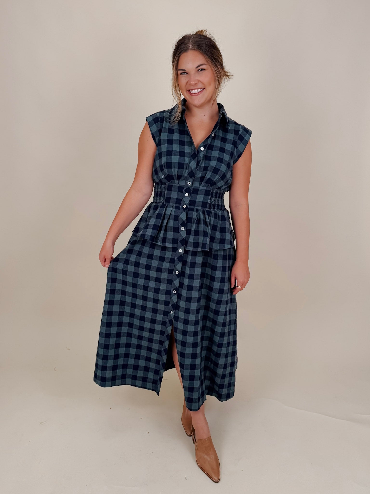 Dorothy Midi Check Dress - PAPER DOLL