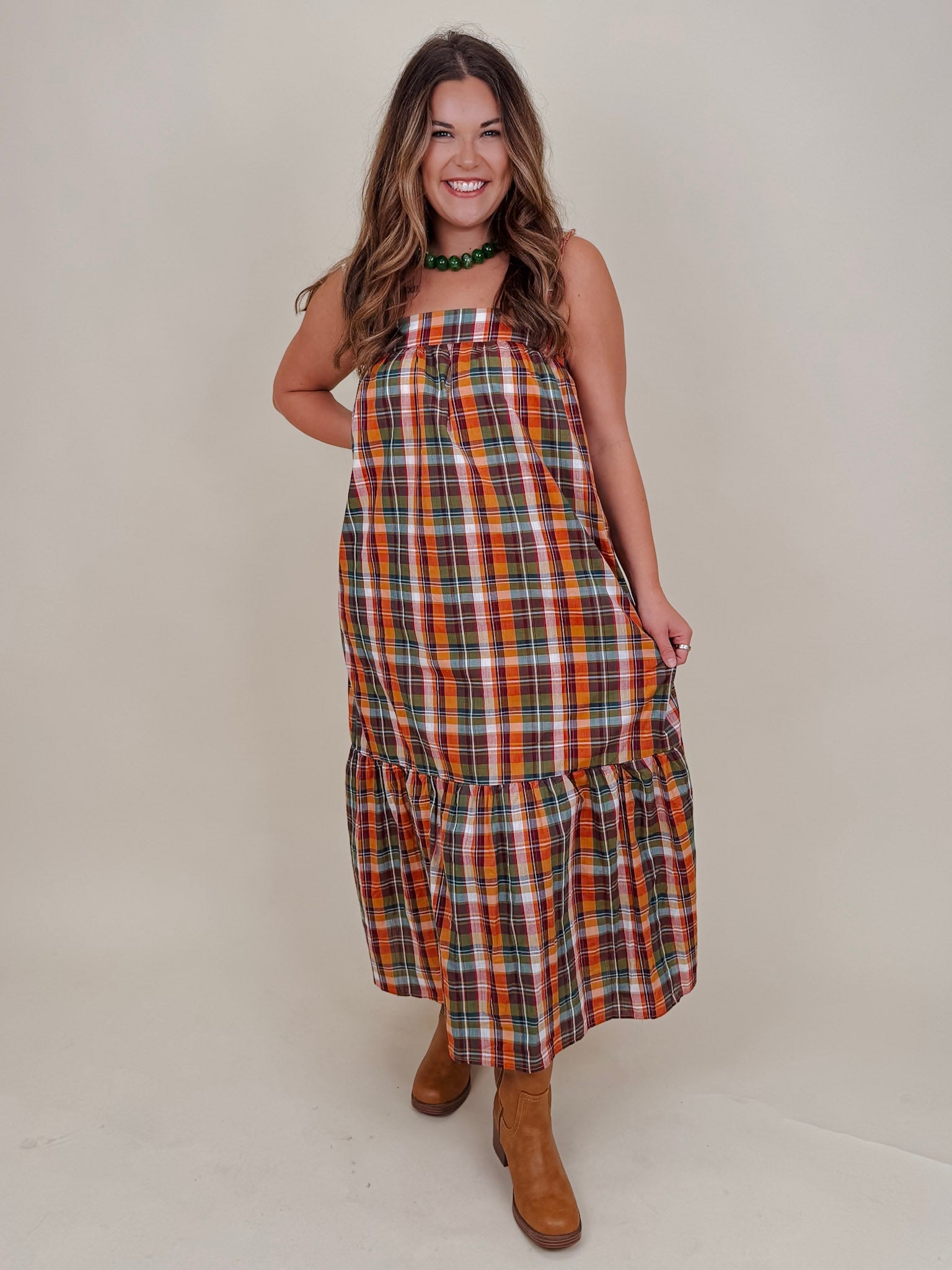 Haley Plaid Midi Dress - PAPER DOLL