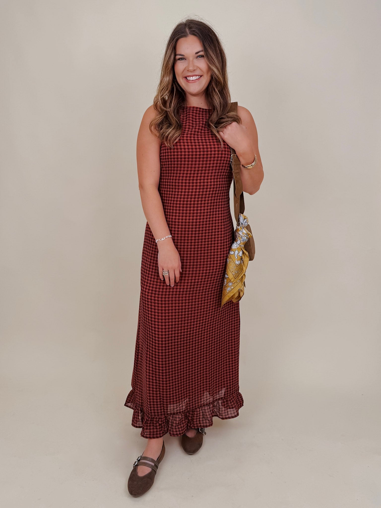 Bonnie Gingham Frill Maxi Dress - PAPER DOLL
