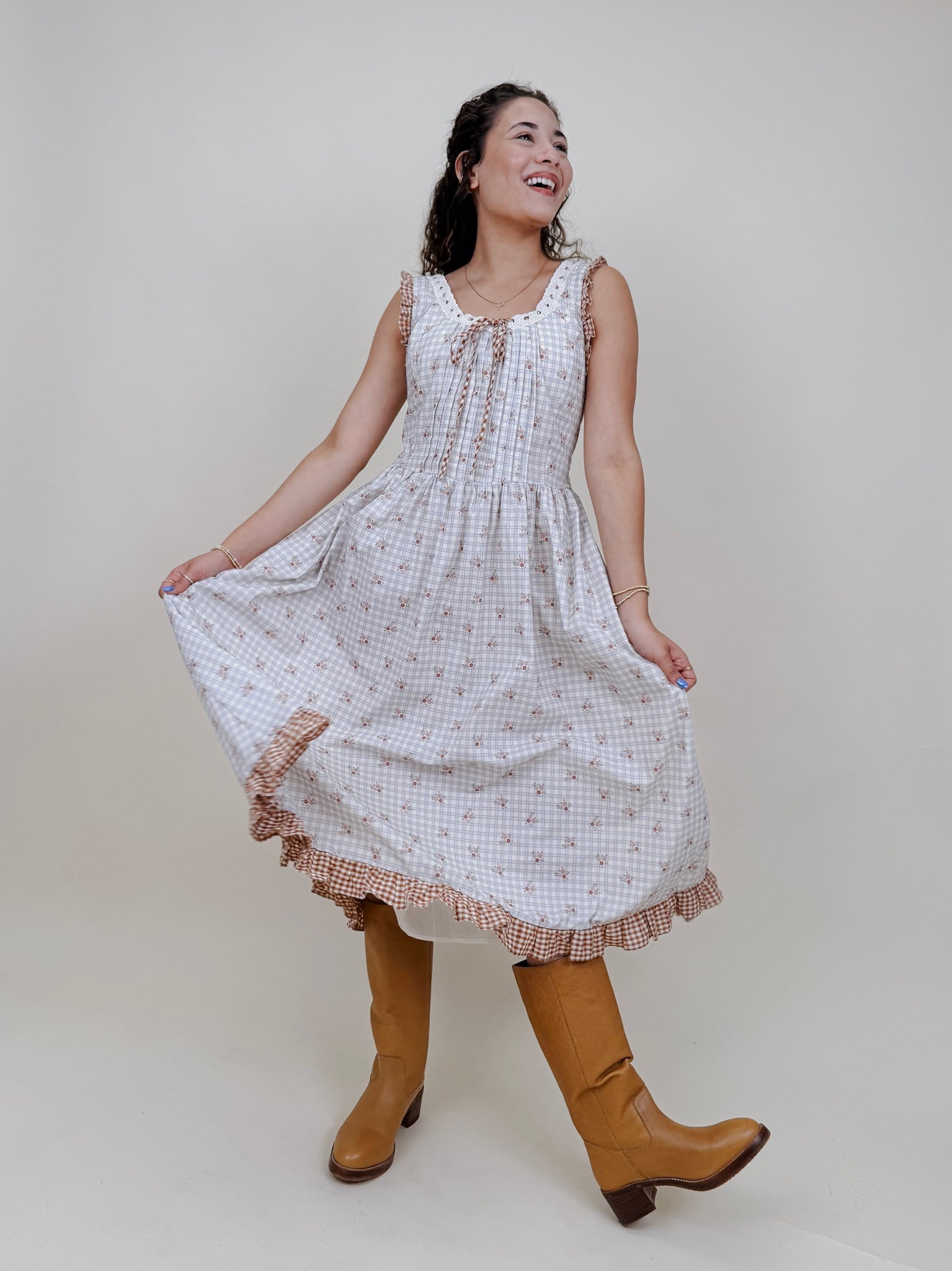 Fiora Ruffle Floral Midi Dress - PAPER DOLL