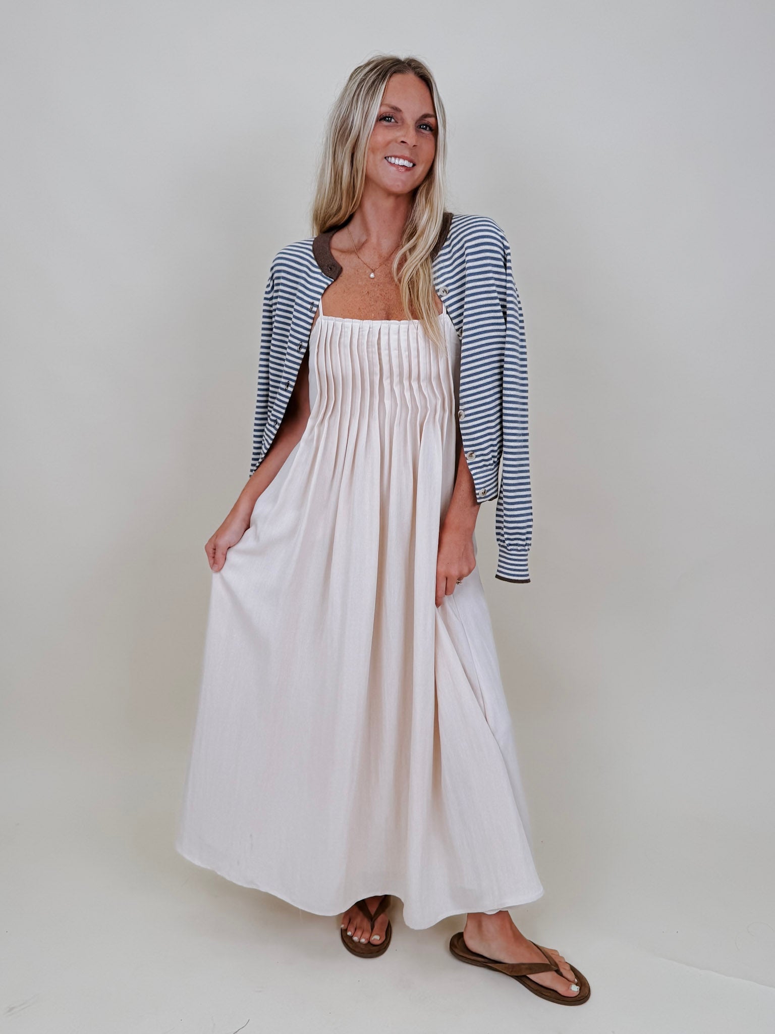 Liv Pintuck Midi Dress - PAPER DOLL