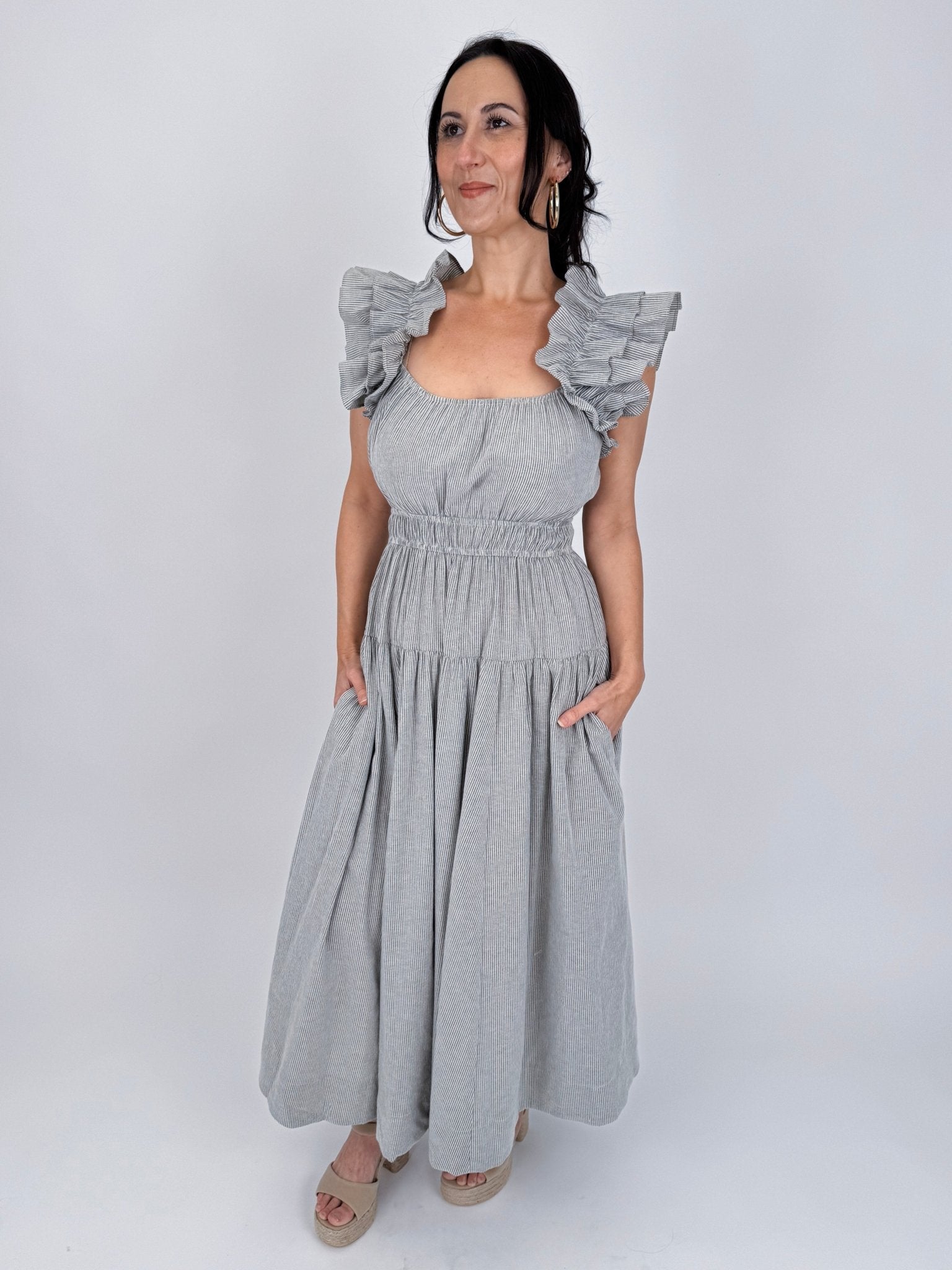 Cheryl Square Neck Midi Dress - PAPER DOLL