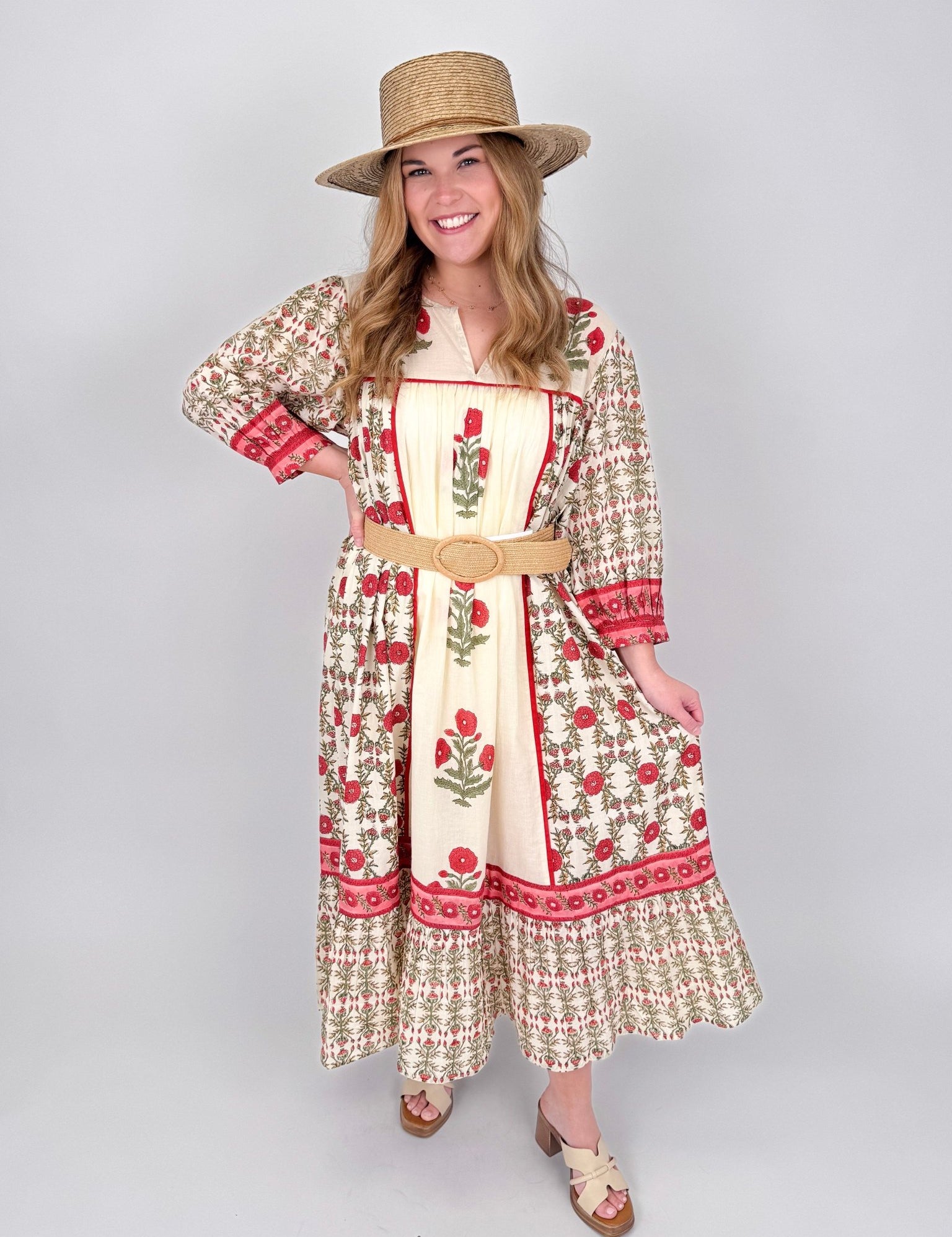 Palmer Three Quarter Sleeve Maxi Dress - PAPER DOLL