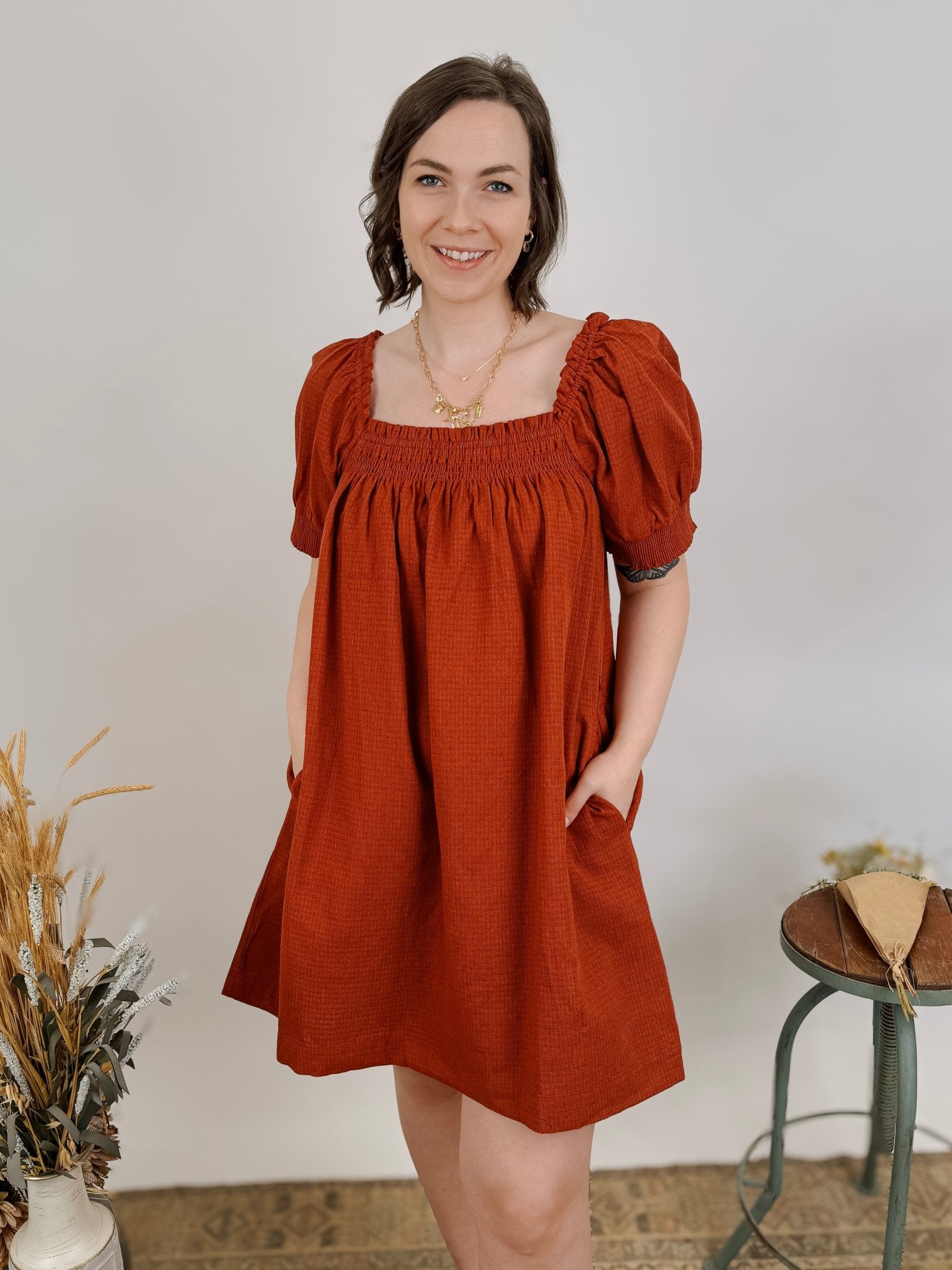 Katarina Puff Sleeve Mini Dress - PAPER DOLL