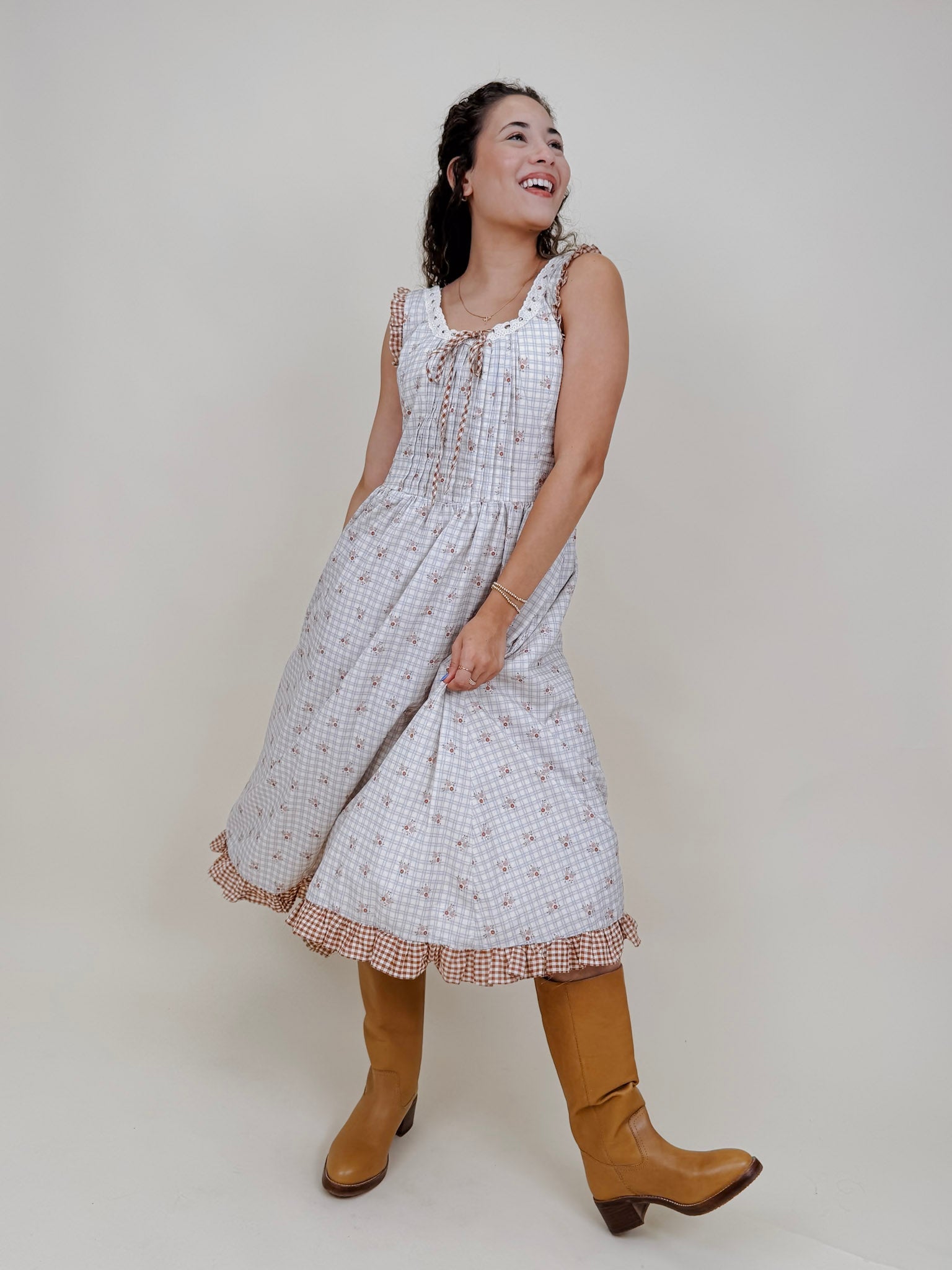 Fiora Ruffle Floral Midi Dress - PAPER DOLL
