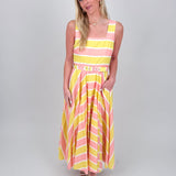 A Sweet Splash Striped Midi Dress - PAPER DOLL