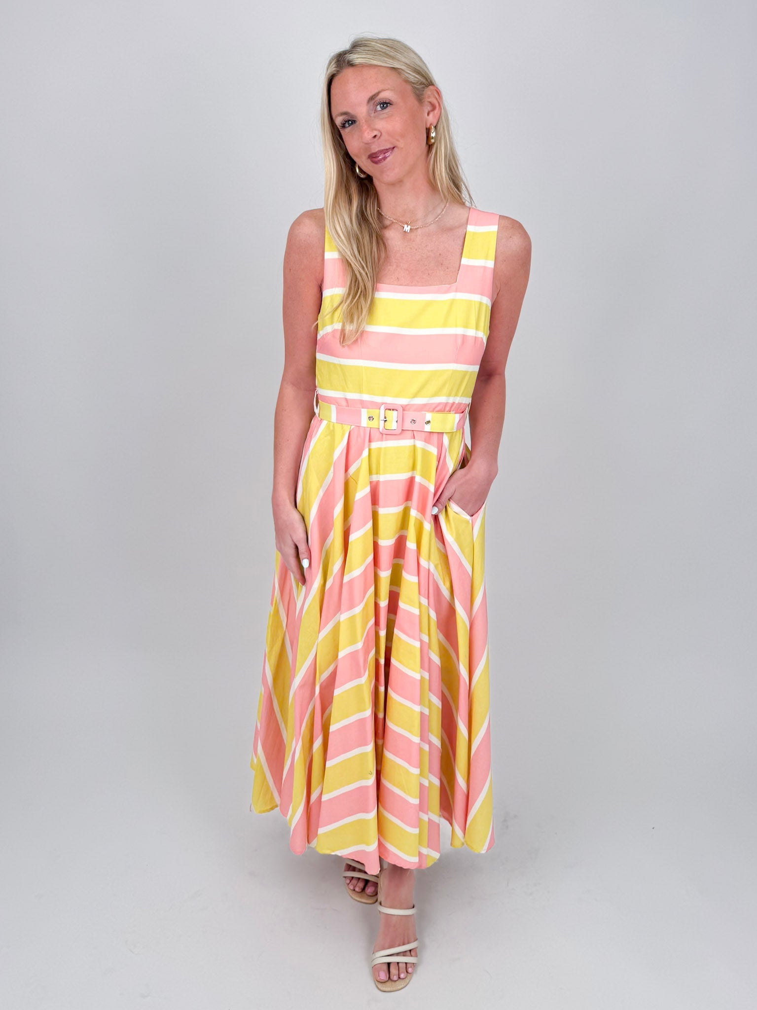 A Sweet Splash Striped Midi Dress - PAPER DOLL
