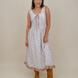 Fiora Ruffle Floral Midi Dress - PAPER DOLL