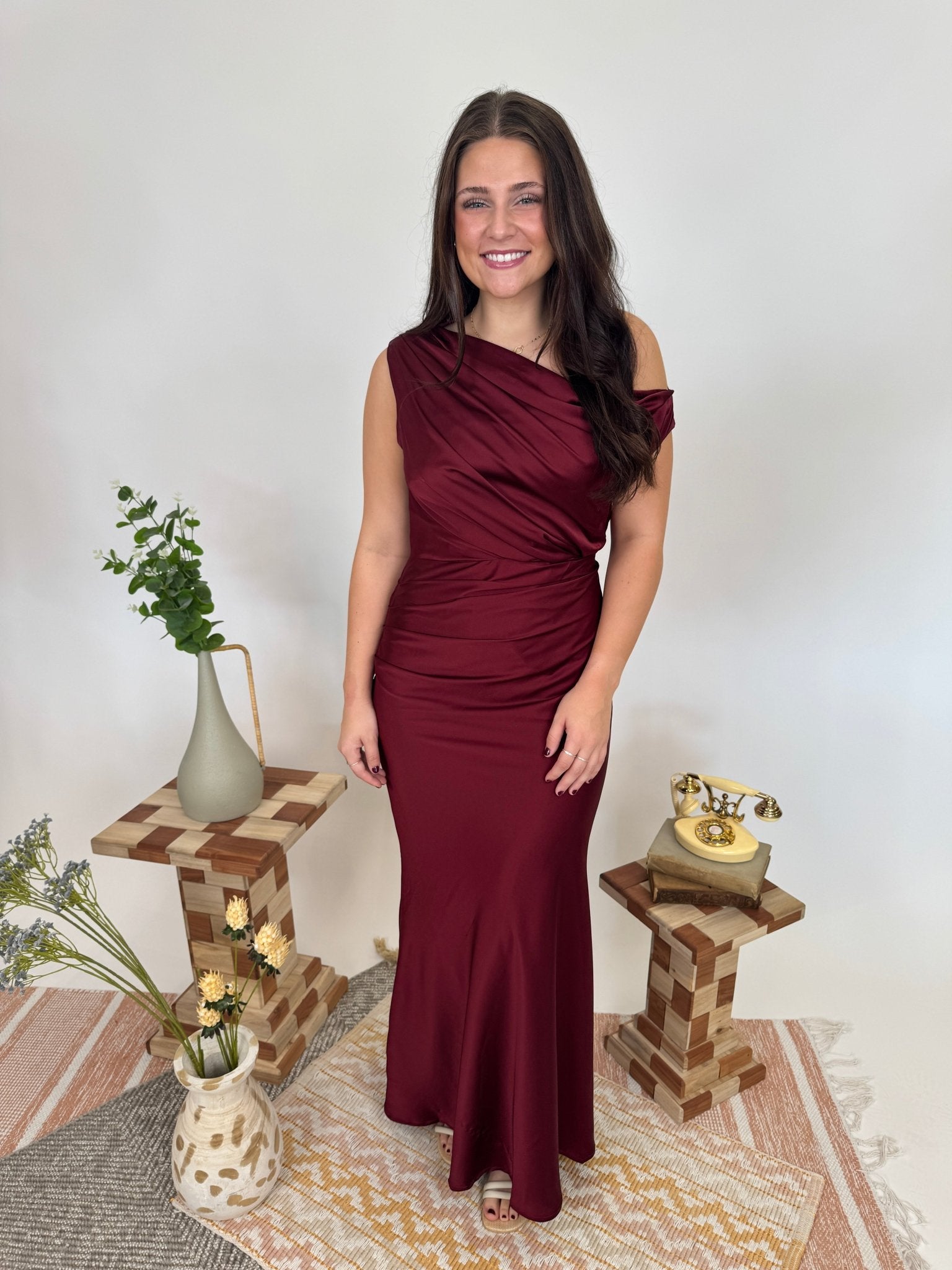 chinese dress ladies Holly One Shoulder Maxi Dress – PAPER DOLL