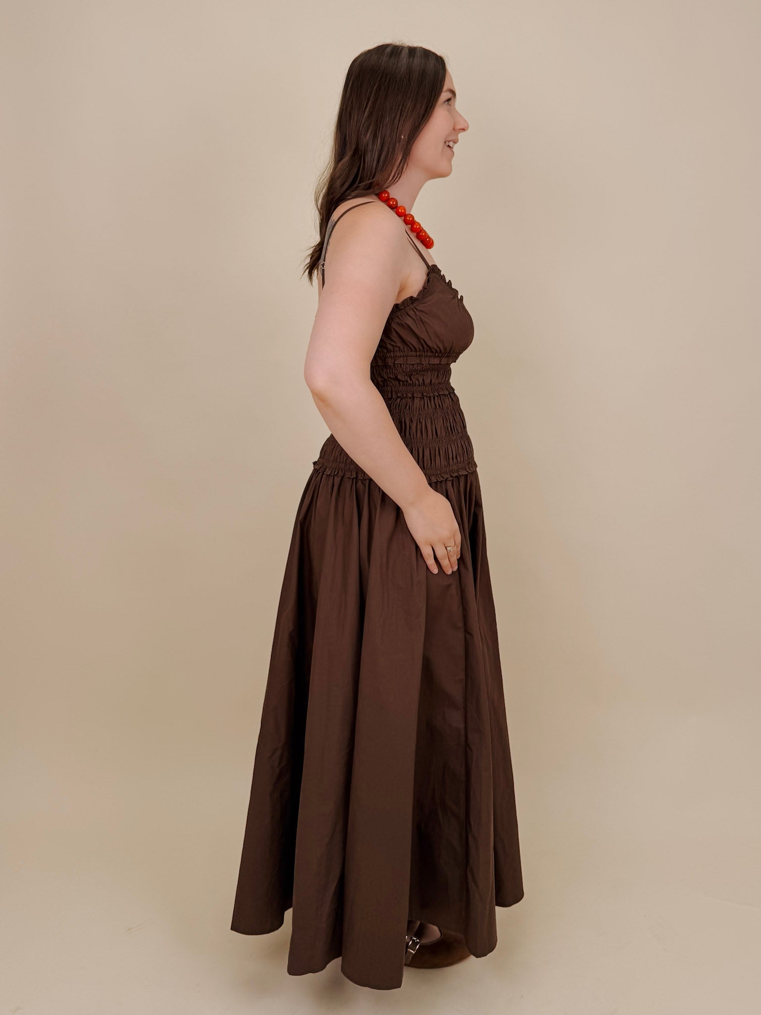 Sadie Smocked Midi Dress - PAPER DOLL