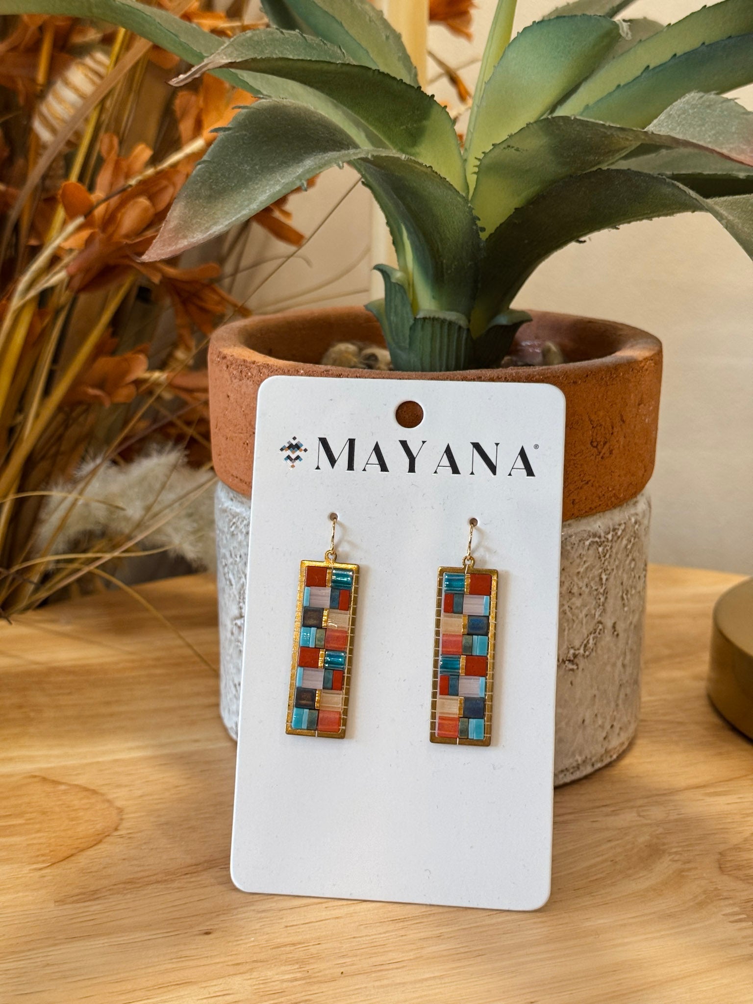 Mosaic Tile and Brass Earring - PAPER DOLL