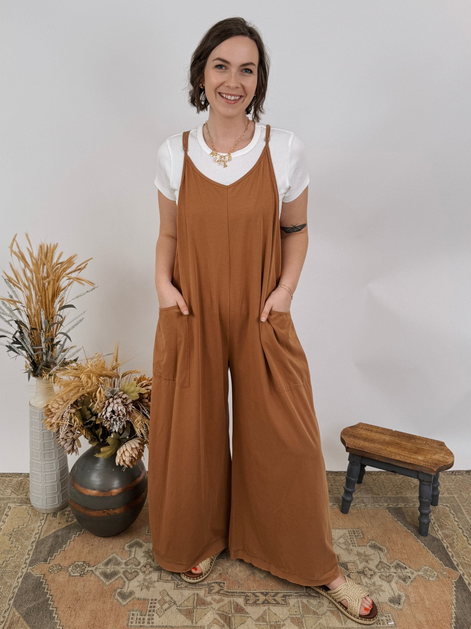 Olive Wide Leg Mineral Washed Jumper - PAPER DOLL
