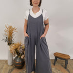 Olive Wide Leg Mineral Washed Jumper - PAPER DOLL