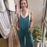 Olive Wide Leg Mineral Washed Jumper - PAPER DOLL