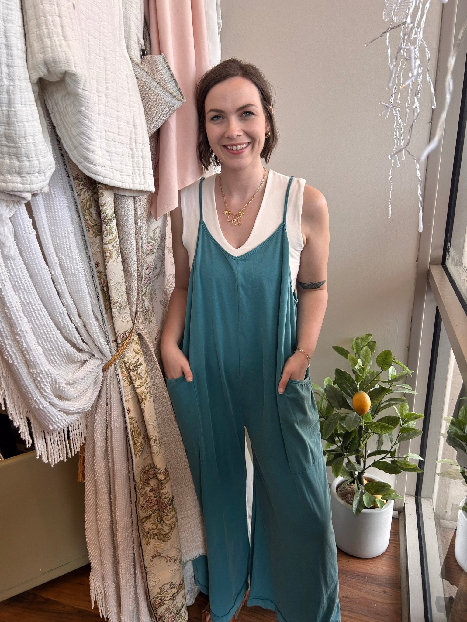 Olive Wide Leg Mineral Washed Jumper - PAPER DOLL