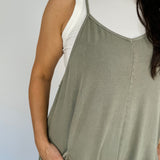 Olive Wide Leg Mineral Washed Jumper - PAPER DOLL