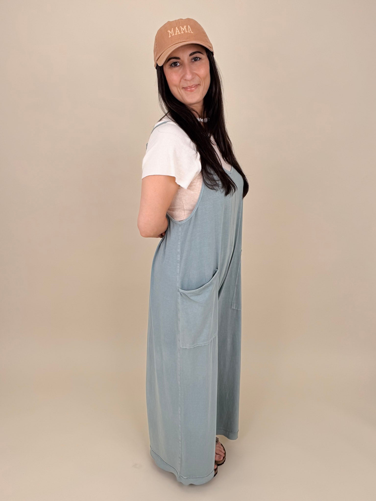 Olive Wide Leg Mineral Washed Jumper - PAPER DOLL