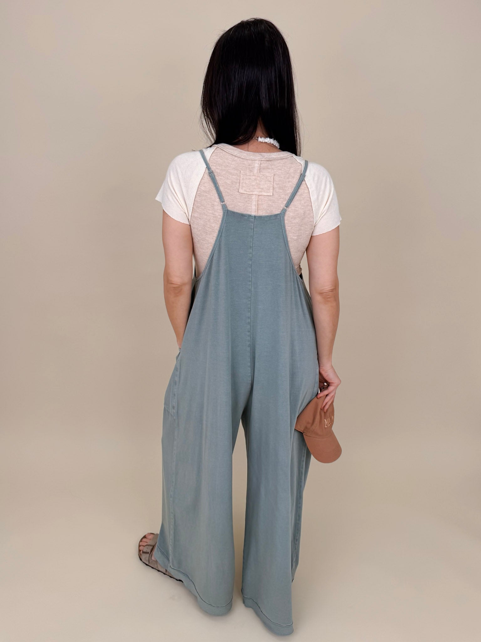 Olive Wide Leg Mineral Washed Jumper - PAPER DOLL