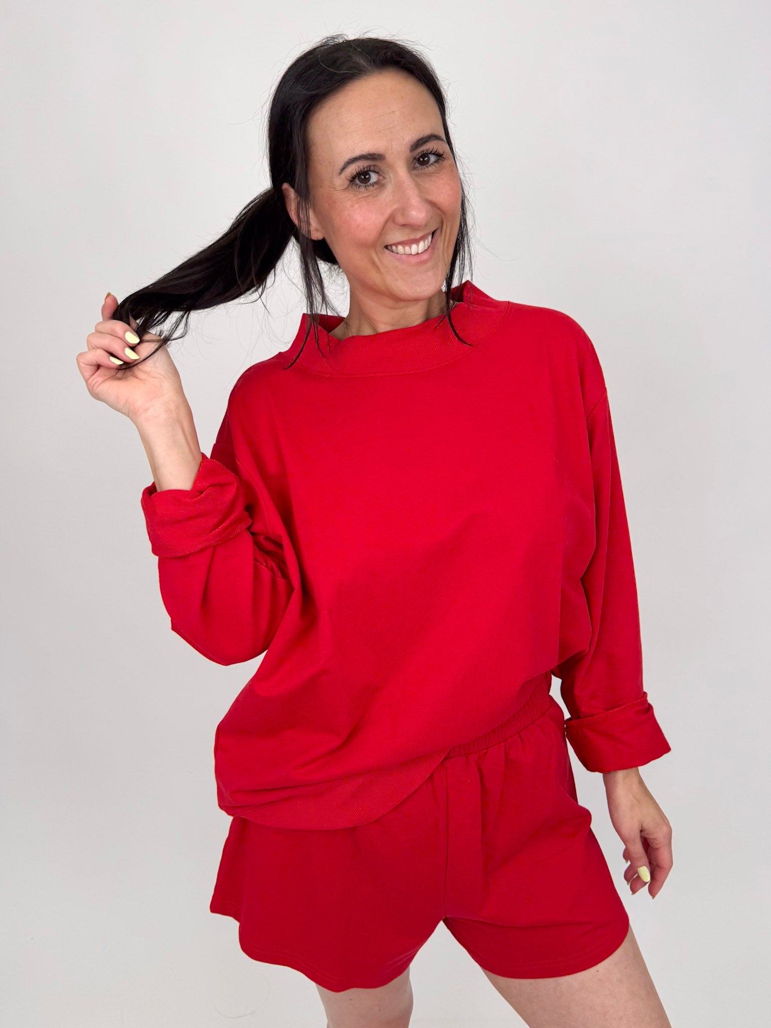 Amberly Oversize Sweatshirt & Short Set - PAPER DOLL