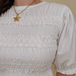 Clover Smocked Puff Sleeve Blouse - PAPER DOLL