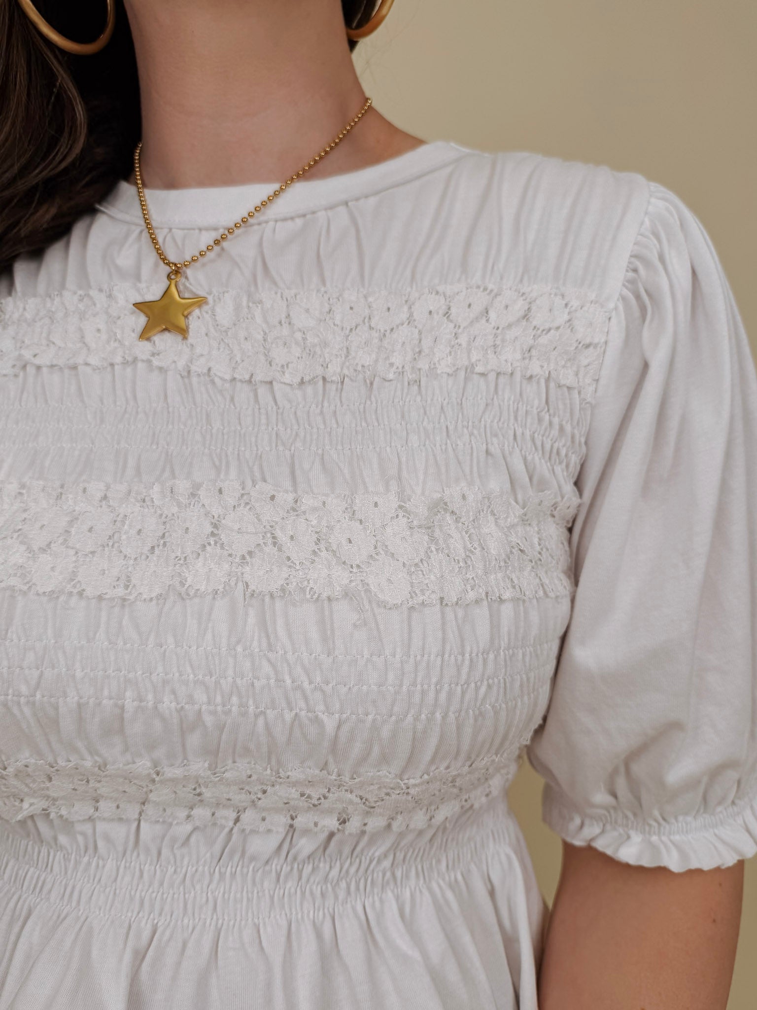 Clover Smocked Puff Sleeve Blouse - PAPER DOLL