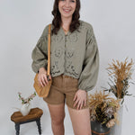 Dreaming Denim Floral Button Top - PAPER DOLL