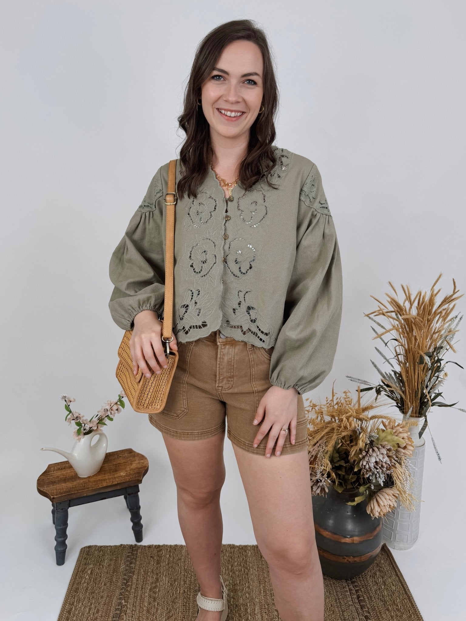 Dreaming Denim Floral Button Top - PAPER DOLL
