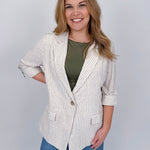 Lena Striped Soft Linen Blazer - PAPER DOLL