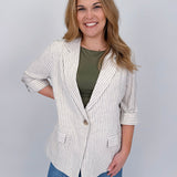 Lena Striped Soft Linen Blazer - PAPER DOLL