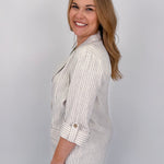 Lena Striped Soft Linen Blazer - PAPER DOLL