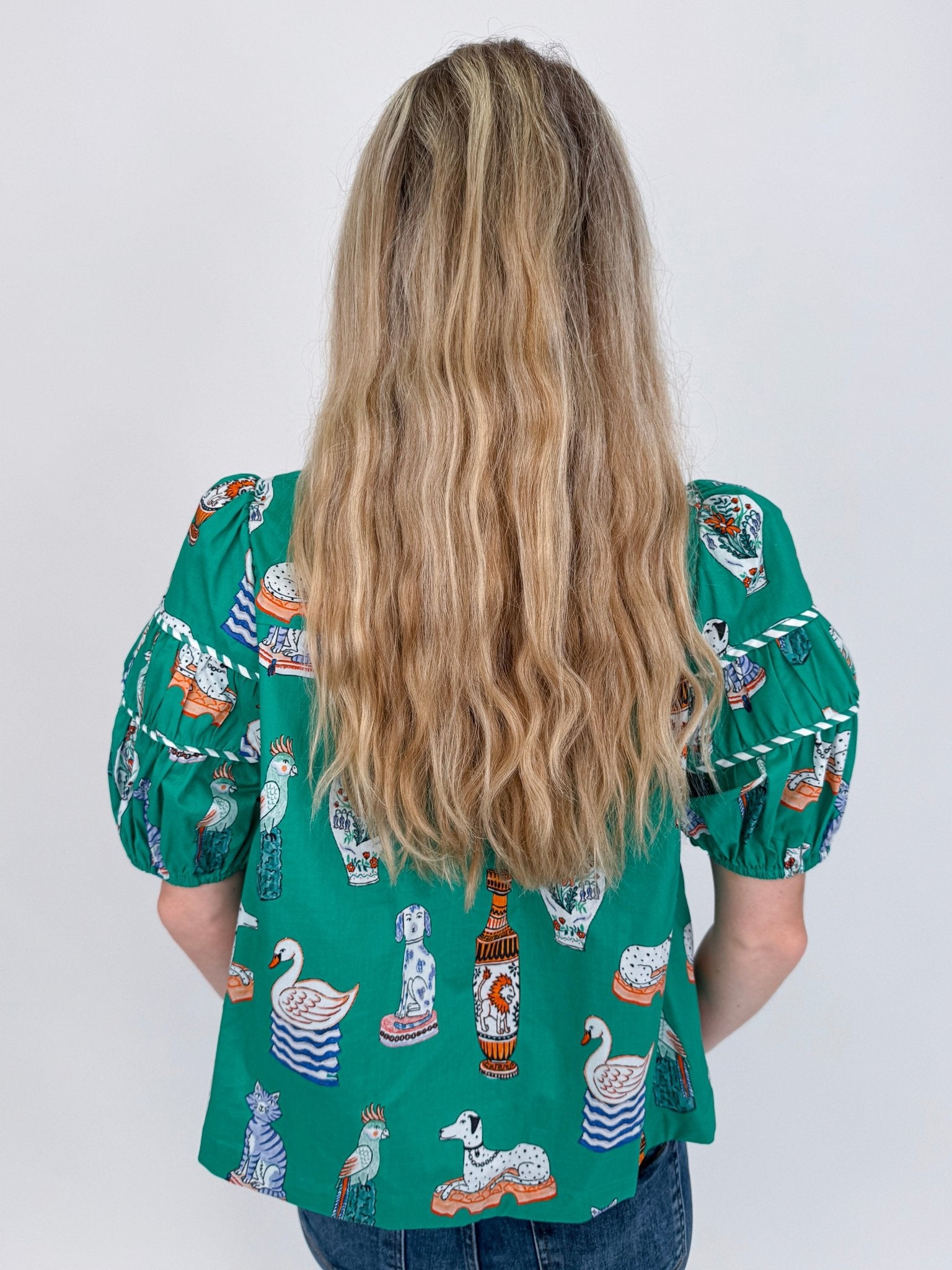Puppies & Swans Button Up Top - PAPER DOLL