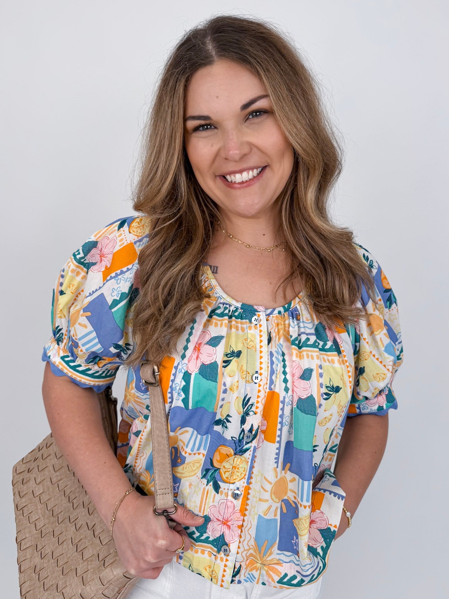Celeste Patchwork Print Top - PAPER DOLL