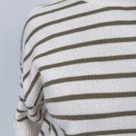 Juniper Striped Top in ivory and olive stripe cotton knit with crew neckline, short sleeves, and relaxed boxy fit