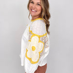 Keisha Flower Patched Sleeve Top - PAPER DOLL