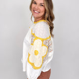 Keisha Flower Patched Sleeve Top - PAPER DOLL