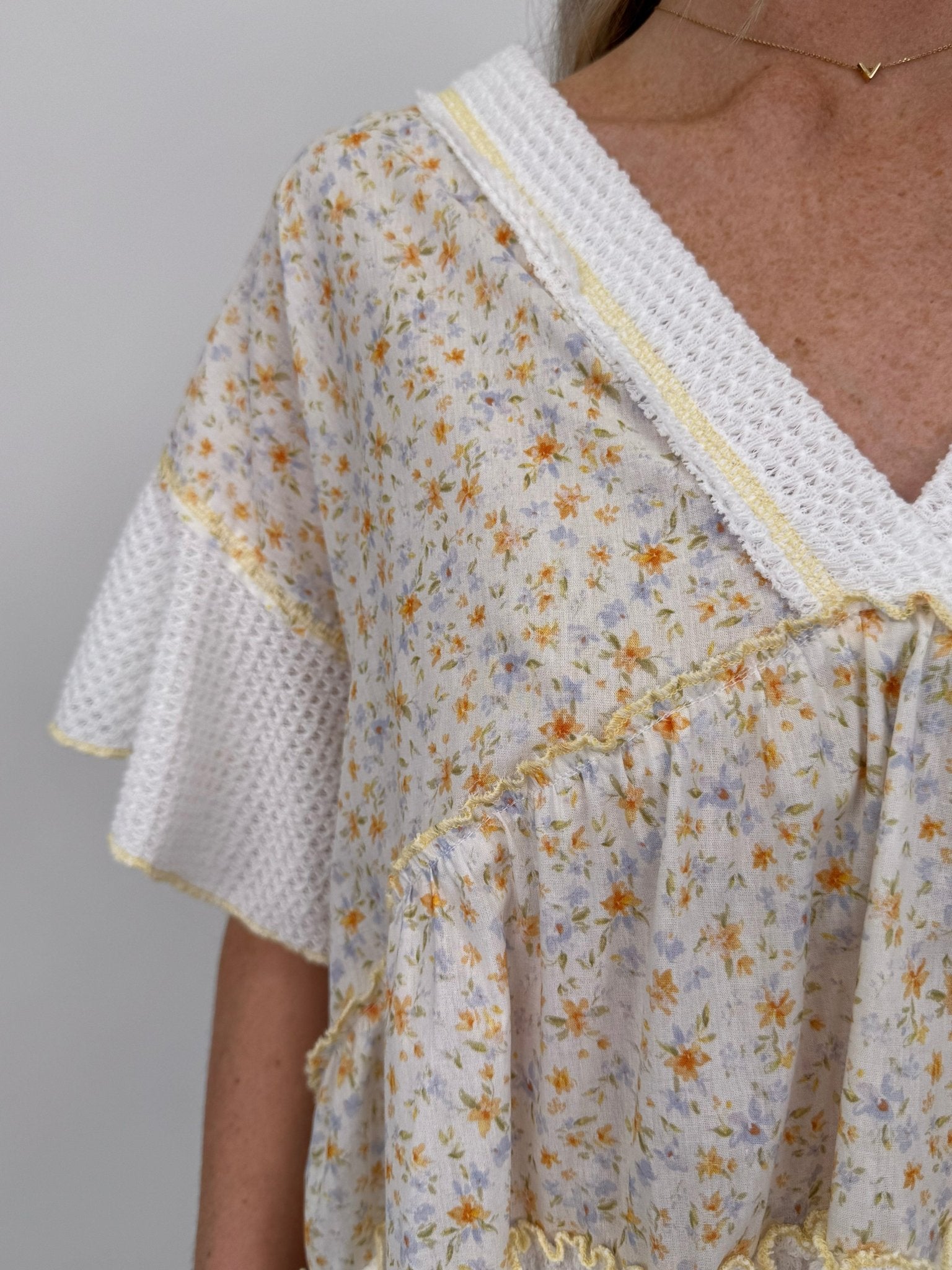 Sprouting Spring V - Neck Knit Top - PAPER DOLL