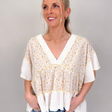 Sprouting Spring V - Neck Knit Top - PAPER DOLL