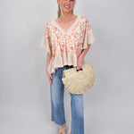 Sprouting Spring V - Neck Knit Top - PAPER DOLL