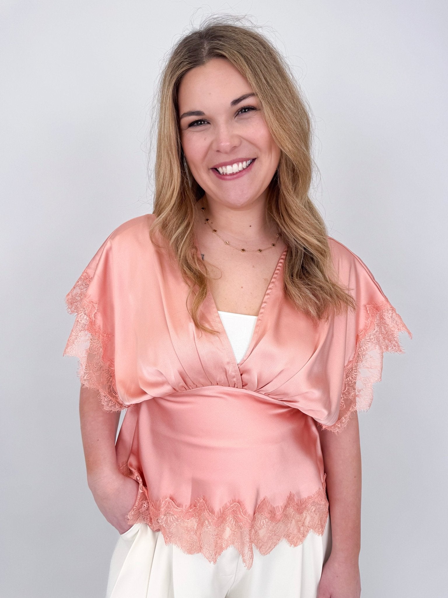 Touch Of Grace V - Neck Blouse - PAPER DOLL