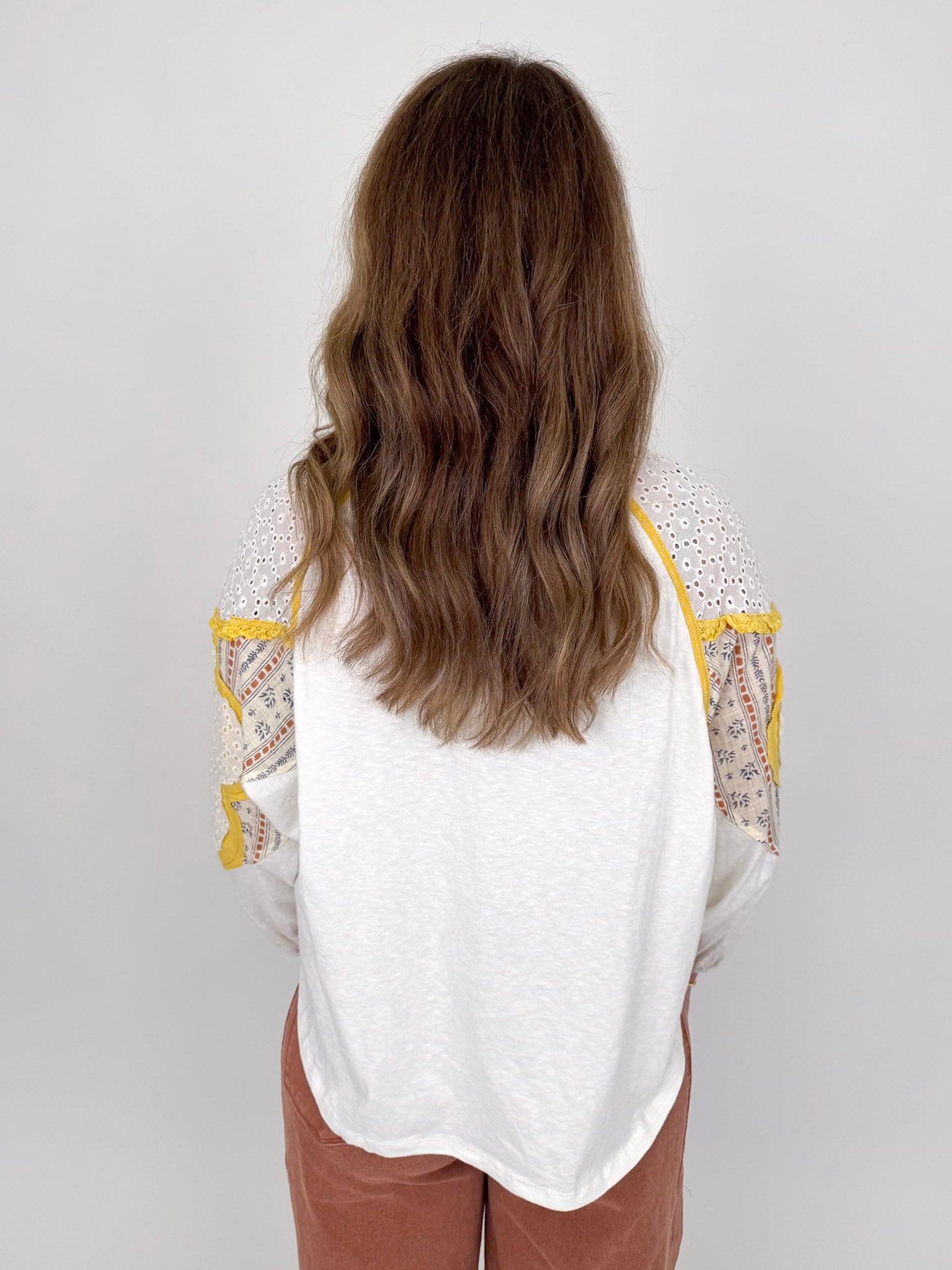 Keisha Flower Patched Sleeve Top - PAPER DOLL