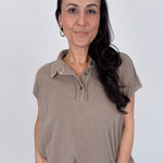 Meadow Muse Elevated Tee with polo collar and washed cotton finish — Paper Doll